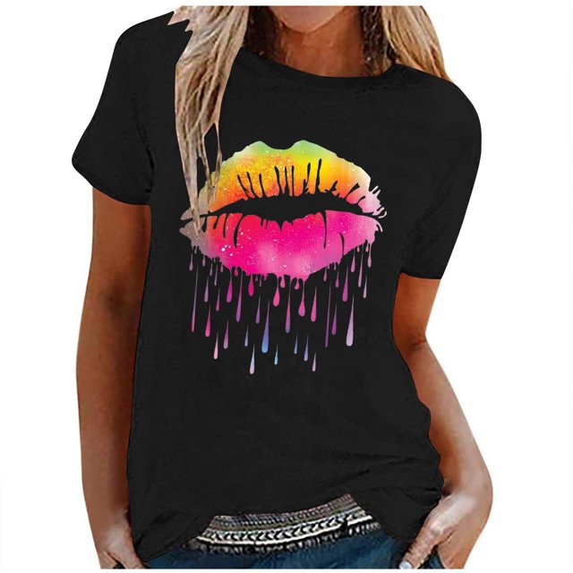 Birdeem Womens Fashion Printed Round Neck Short Sleeve T-Shirt Blouse Loose Tops