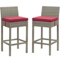 thumbnail image 1 of Modway Wicker of 2 Conduit Outdoor Patio Furniture Bar Stool, Light Gray, 1 of 6