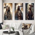 thumbnail image 1 of Designart "Jesus with Cross in Black III" Religious Landscape Framed Wall Art Set Of 3 - Black Religious Landscape Frame Gallery Wall Set For Home Decor, 1 of 6