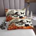 thumbnail image 3 of Erosebridal Gothic Skeleton Pumpkin Bedspread Set Queen Size Reversible 3pcs, 3 of 6