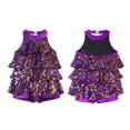 thumbnail image 1 of TiaoBug Girls Sleeveless Shiny Sequins Halter Tassel Mini Dress Latin Jazz Salsa Samba Rumba Unitard Dress Purple 6, 1 of 6