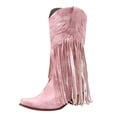 thumbnail image 1 of Kcodviy Womens Boots Comfortable Pull Women's Mid on Chunky Heel Pointed Women's Mid Toe Fringed Boots Western Women's Mid Knee High Boots Mid Women's Mid Boots, 1 of 9
