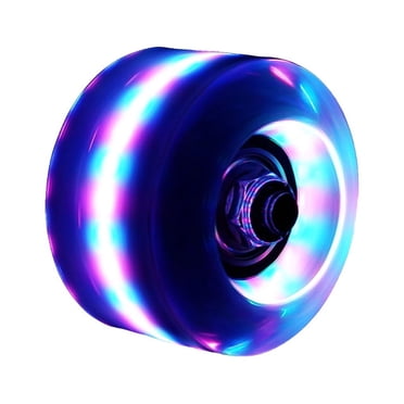 kurtrusly Flashing Light Up Quad Roller LED Round Skate Wheels Reducing Friction Shinny Double Row Wheel Skating Accessories for Outdoor Pink/Blue