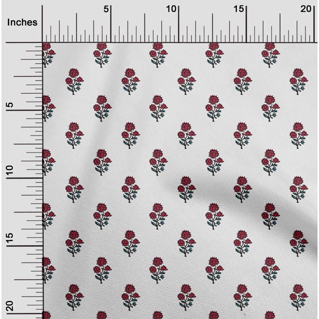 oneOone Cotton Poplin Fabric Leaves & Floral Block Decor Fabric Printed BTY 42 Inch Wide