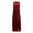 thumbnail image 4 of MesaSe Robe Décontractée pour Femmes Robe d'Été Sans Manches Col Maxi Robes Couleur Unie Robe à Ouverture Fourche Vêtements pour Femmes L AG, 4 of 6