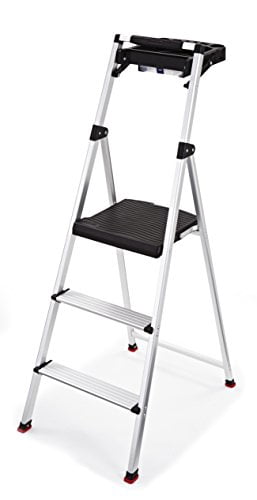 Rubbermaid RMA-3T 3-Step Lightweight Aluminum Step Stool with Project Tray