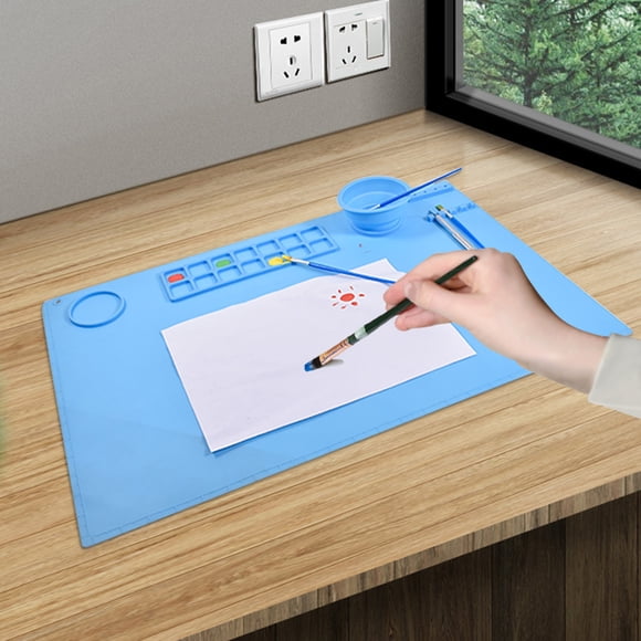 Musbetu 1 Set Painting Mat Waterproof Elasticity Foldable Anti-scratch DIY Silicone Grooved Design Drawing Pad School Accessory