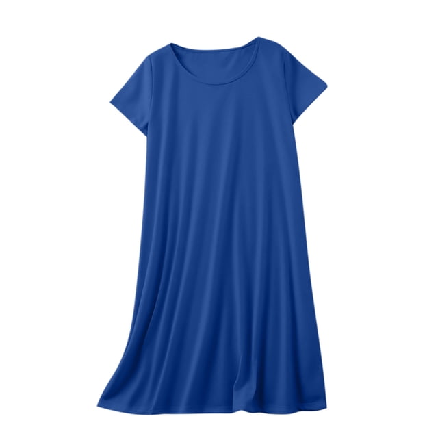 Yuyuzo Chemises de Nuit pour Femmes à Manches Courtes, Robes de Détente et de Sommeil, Amples, Basiques, Unies, Col Ras du Cou, T-Shirts Confortables, Nuisette