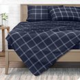 thumbnail image 1 of Bare Home Ensemble de Draps Ultra Doux - Premium 1800 Collection - Poches Profondes - 3 Pcs - Lit Simple, Carreaux Modernes - Minuit/blanc, 1 of 8