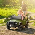 thumbnail image 2 of Qaba Camion pour Enfants Homologué Land Rover, Jouet à Chevaucher 12 V, Vert Foncé, 2 of 10