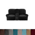 thumbnail image 1 of CHOK 2024 Housse de Causeuse Inclinable avec Console Centrale Housse Extensible en Velours pour Fauteuil Inclinable 2 Places avec Porte-Gobelet, 1 of 10