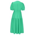 thumbnail image 4 of Yuyuzo Robes d'Été pour Femmes 2025 à Col en V en Mousseline Boho de Plage Robe Midi Plissée Fluide Évasée à Volants Unie Longue Robe, 4 of 7