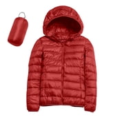 Clearance! Hontri Women Warm Waterproof Lightweight Jacket Hooded Windproof Winter Coat with Recycled Insulation Winter Slim Short Hooded Warm White Duck Down Coat Outerwear Women's Parkas Red Xxl
