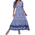 thumbnail image 2 of 2025 Robe à Bretelles à Col en V pour Femmes Robe Longue à Fleurs Robe Portefeuille Sans Manches pour Femmes Été Bohème Plage Longue, 2 of 6