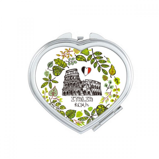 Colosseum Roma Italy Illustration Mirror Travel Magnification Portable Handheld Pocket Makeup