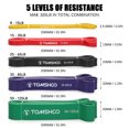 thumbnail image 4 of TOMSHOO Ensemble de 5 Bandes de Résistance à Intensités Variables : Jaune (8-15 Lb), Rouge (15-35 Lb), Noir (25-65 Lb), Violet (35-85 Lb), Vert (50-125 Lb) - Comprend un Sac de Transport et un Manuel pour Améliorer la Mise en Forme, 4 of 7