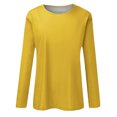 thumbnail image 4 of Timegard Womens Tops Long Sleeve Round Neck Solid Color Basic Tee Fall Casual Comfy Loose Tops Blouse, 4 of 5