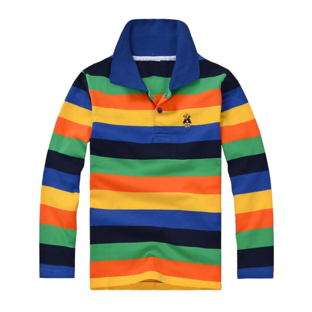 Chemise Polo Garçon Rayures Col Chemise Chemise de Rugby Garçon Chemise à Manches Courtes 12-13 Ans Mode Garçons