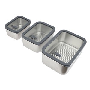Food Storage Container, Airtight Glass Lid Food Grade 304 Stainless Steel Food Prep Container  for Fridge