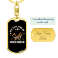 thumbnail image 3 of Dad Raises Carpenter Swivel Keychain Woodworker Dog Tag Stainless Steel or 18k Gold, 3 of 8