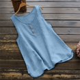 thumbnail image 4 of WEIYLL Womens T-Shirts Crew Neck Sleeveless Button Up Blue Tops Sizes S, 4 of 4