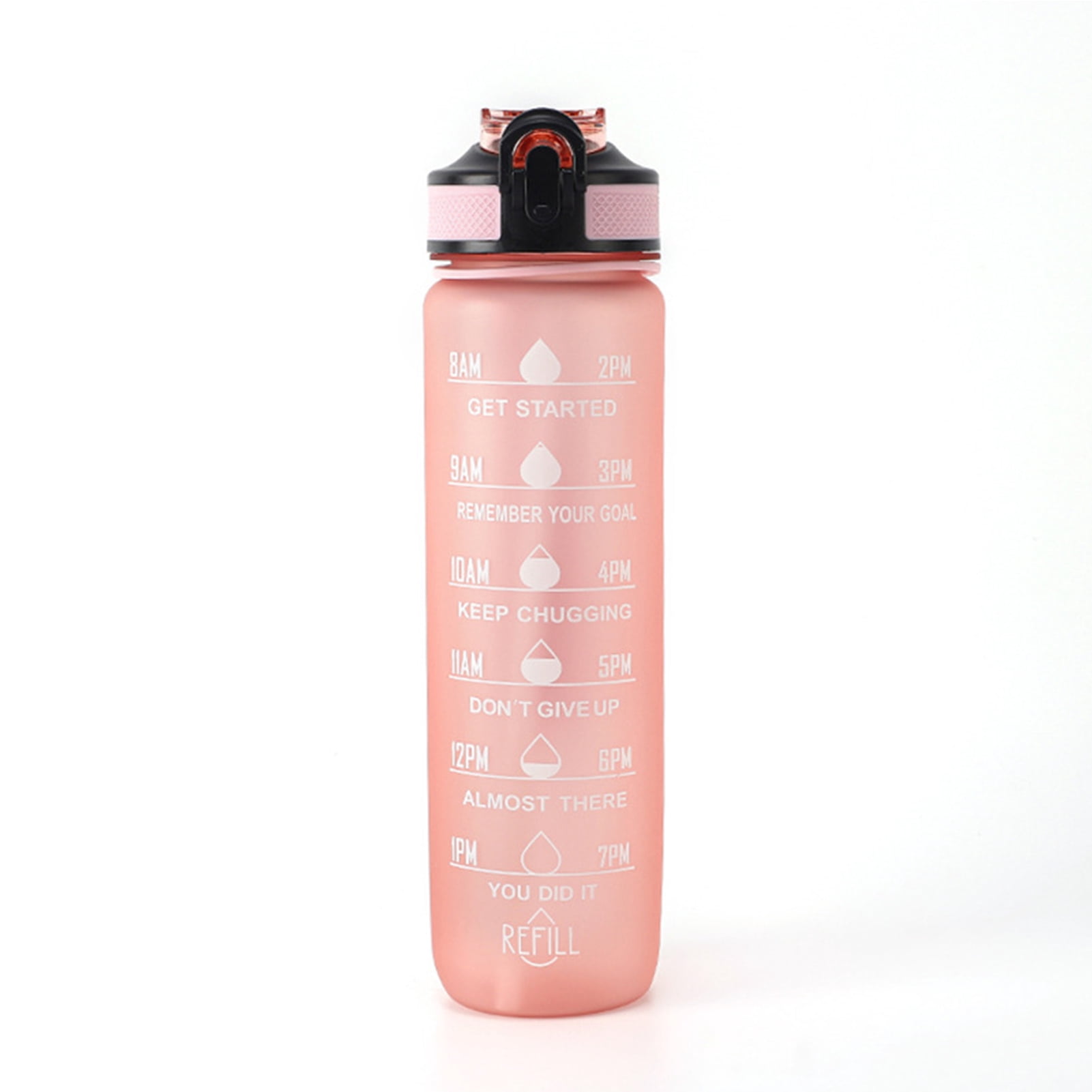 1L Water Bottle with Marker & Straw Large Capacity Water Bottle with Strap Reusable Leakproof Water Jug for Hiking Travel Outdoor Sports Gym Fitness