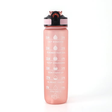 1L Water Bottle with Marker & Straw Large Capacity Water Bottle with Strap Reusable Leakproof Water Jug for Hiking Travel Outdoor Sports Gym Fitness