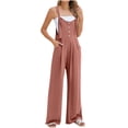 thumbnail image 1 of AherBiu Women's Sleeveless Straight Leg Jumpsuit with Pockets, Boho, Small, 1 of 7