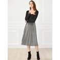 thumbnail image 4 of INSPIRE CHIC Jupe Midi Évasée Plissée en Velours à Taille Haute Élastique pour Femme, 4 of 6