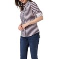 thumbnail image 4 of INSPIRE CHIC Chemises pour Femmes à Boutons, Manches Longues Retroussables, Col à Revers, TP Bleu Rouge, 4 of 6