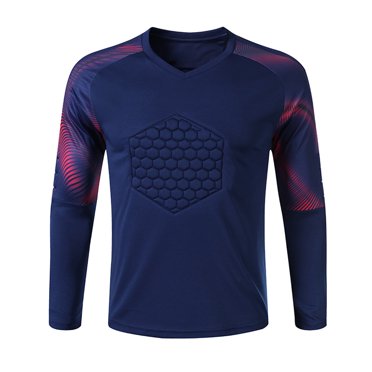Aislor Men's Gladiator Goalkeeper Jersey Youth Padded Goalie Shirt Soccer Jersey Sports Team Training Uniforms Navy,blue L