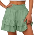 thumbnail image 1 of Timegard Wide Leg Shorts for Women Elastic Waisted Smocked Ruffle Bottom Flowy Lounge Shorts Beach Wear, 1 of 5