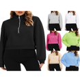 thumbnail image 3 of Women Half Zip Sweatshirts Stand Collar Long Sleeve Pullover Tops, 3 of 4