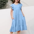 thumbnail image 4 of Robes d'Été pour Filles à Double Couche, Manches Volantées, Robe Fluide Évasée, Robe Midi Décontractée à Dégradé, 4 of 6