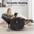 thumbnail image 4 of YSICK Swivel Rocker Recliner Chair with Massage PU Leather for Living Room,Brown, 4 of 7