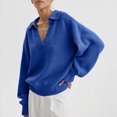 thumbnail image 2 of Yuyuzo Women Ribbed Tops Long Sleeve Wrap V Neck Pullover Solid Color Casual Baggy Fall Tops, 2 of 6