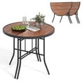 thumbnail image 1 of Gymax 2 Pcs Table d'Événement Demi-Ronde Pliable Table de Banquet Pliable avec Cadre en Métal Brun, 1 of 10