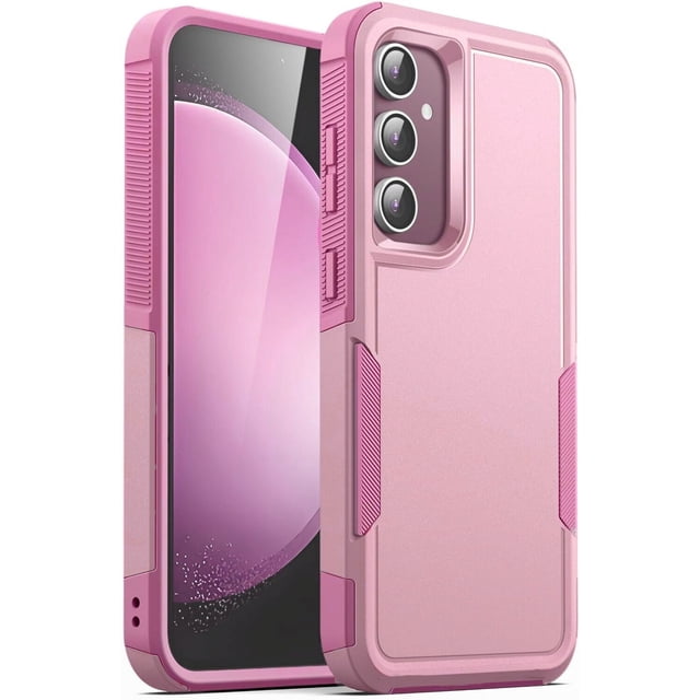 Samsung Galaxy A16 Étui Rigide, Étui Rigide à Double Couche avec Armure en Caoutchouc Robuste et Pare-Chocs, Fini Rose. l'Étui Présente une Étui Arrière en PC Solide et un Pare-Chocs en TPU Souple pour une protection Antichoc à Double Couche. Il Comprend une Étui Intérieure Géométrique Souple pour une absorption des Chocs Accrue, Quatre Coins Coussinés Anti-Chute, et des Bords Surélevés pour Protéger l'Écran et l'Objectif de l'Appareil Photo. des Découpes Précises et des Boutons Tactiles Assurent un Accès Facile à Toutes les Fonctions du Téléphone