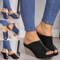 thumbnail image 2 of JUNWELL Sandales Compensées Espadrilles en Denim pour Femmes avec Nœud Noué Nouveau, 2 of 10