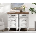 thumbnail image 2 of Wampat Table d'Extrémité avec Station de Recharge, Ensemble de 2, Table d'Appoint Style Ferme avec Tiroir de Rangement et Armoire, 2 Prises de Courant et 2 Ports USB pour Salon, Chêne Blanc, 2 of 7