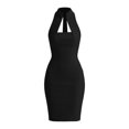 thumbnail image 4 of XiYing Robe Midi Élégante à Col Montant pour Femme, Robe de Cocktail Sans Manches Extensible et Infroissable avec Découpes et Goutte d'Eau pour Soirées Cocktail et Rendez-Vous, Taille Ajustée avec Silhouette de Sablier, S-TTG,, 4 of 8