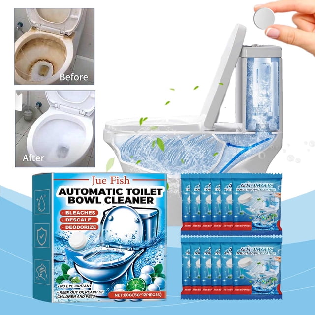 Automatic Toilet Cleaning and Deodorizing Tablets for Tank Use, Effervescent Formula for Stain and Odor Removal, Safe for Septic Systems, 1 Pack