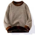 thumbnail image 1 of Pisexur Chandails Homme Doux et Confortable Chandails d'Automne Chandail Décontracté pour Homme à Blocs de Couleur Manches Longues Col Rond Café,TG, 1 of 4
