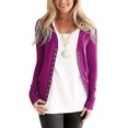 thumbnail image 2 of MIASHUI Women's V-Neck Button Front Knit Cardigan, Fashion Solid Color Open Front Lightweight Casual Jacket for Women Purple,XL, 2 of 5