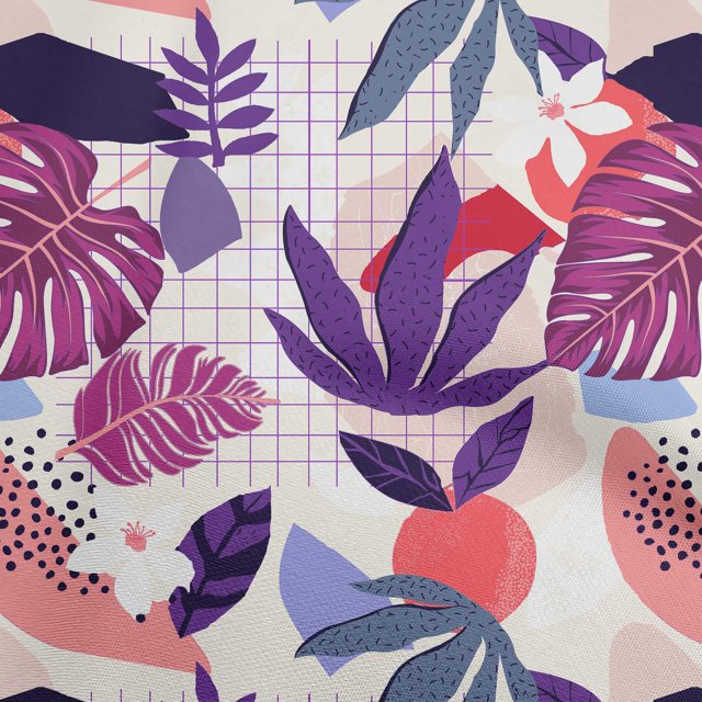 oneOone Cotton Poplin Purple Fabric Tropical Craft Projects Decor Fabric Printed By The Yard 42 Inch Wide