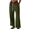 thumbnail image 1 of Timegard Womens Cotton Linen Pants Elastic Waist Wide Leg Solid Color Trend Lounge Pants with Pockets, 1 of 7