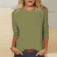 thumbnail image 2 of Timegard Hauts pour Femmes Été Col Rond Manches 3/4 T-Shirts Basiques Confortables Couleur Unie Blouses Décontractées Amples, 2 of 5