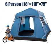 6 Person Instant Cabin Tent for Camping, Breathable Pop-up Tents with Carry Bag, Waterproof, Hiking & Traveling, Blue