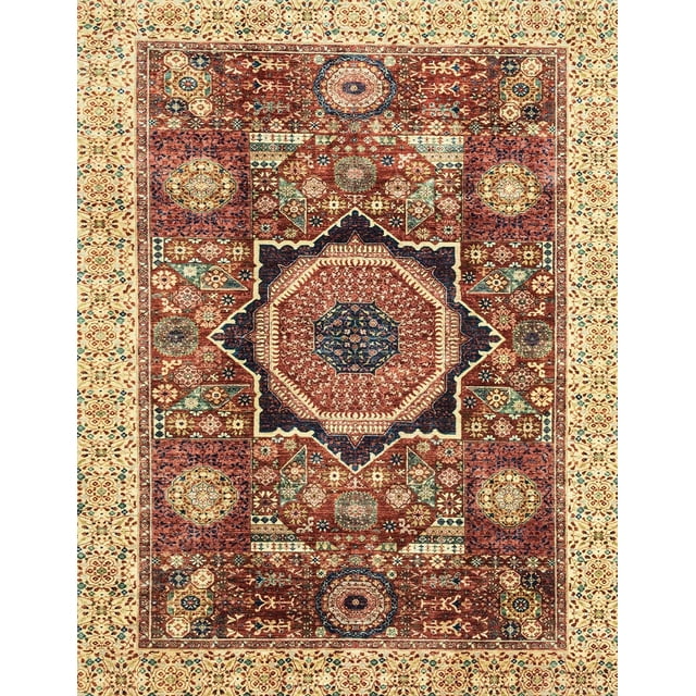 Ahgly Company Tapis Rectangulaire Abstrait Rouge Brique, 4 Pieds x 6 Pieds