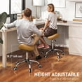 thumbnail image 4 of HOMCOM Salon Stool with Wheels, Adjustable Saddle Chair, Light Brown, 4 of 10
